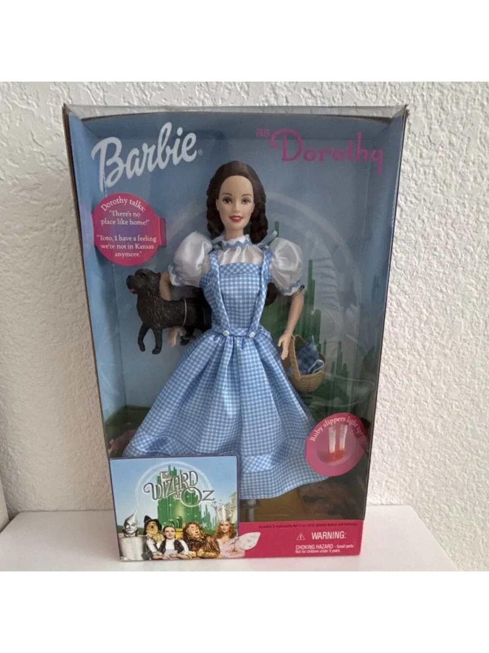 Barbie Dorothy Wizard of Oz Doll w/ Toto, 12in Brown Hair Blue Eyes